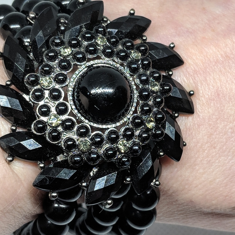 Black Stretch Statement Bracelet - image 3